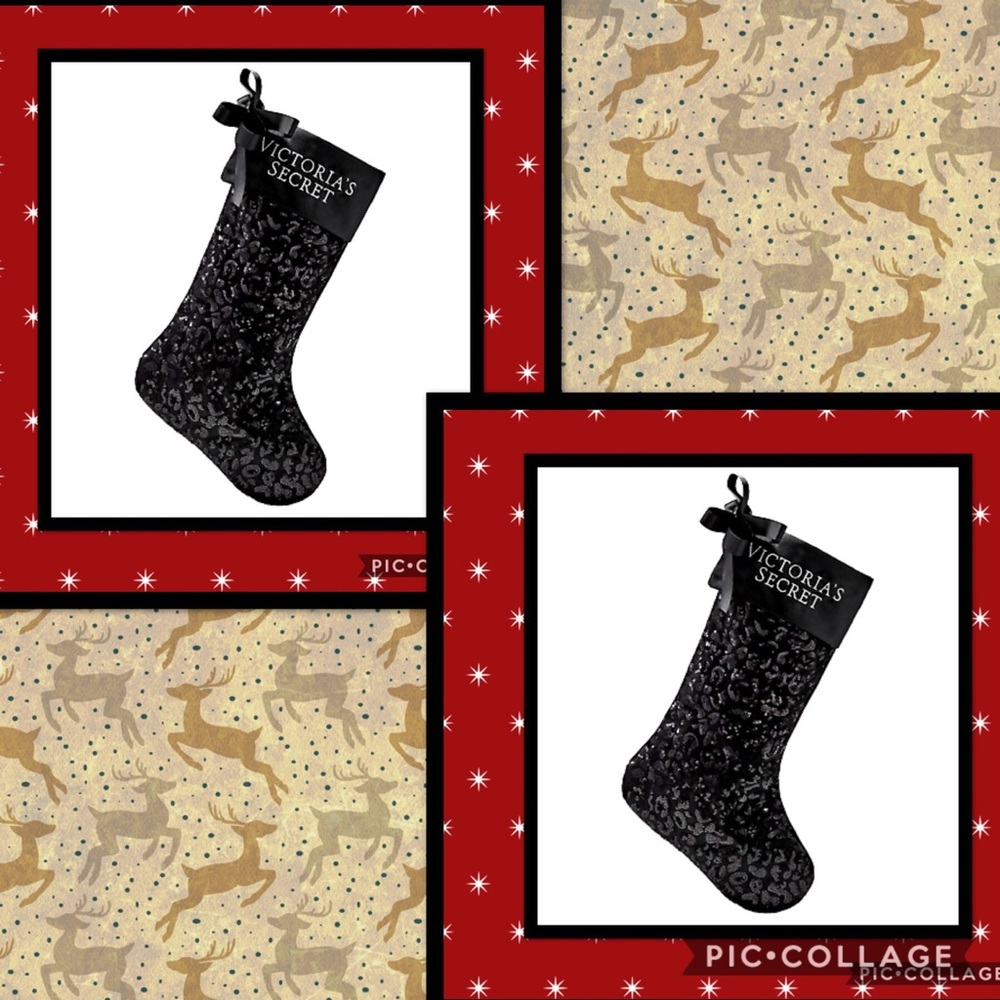 2 Victoria's Secret Black Leopard Stockings